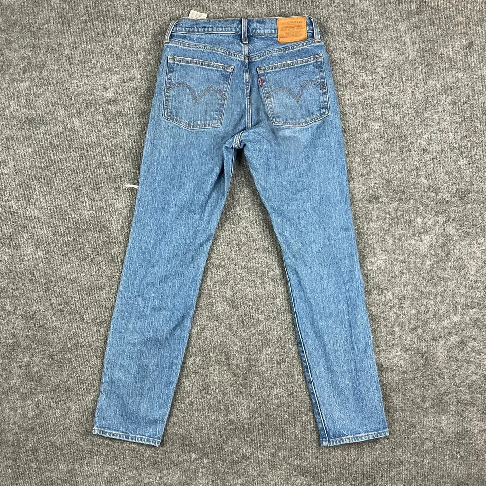 Levi's Wedgie Jeans Womens Size 26 Blue High Rise Distressed Button‎ Fly Denim